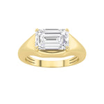 2CTW Emerald Shaped Lab Grown Diamond (F/VS) East West Solitaire Ring in 14K Gold