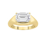 2CTW Emerald Shaped Lab Grown Diamond (F/VS) East West Solitaire Ring in 14K Gold
