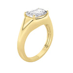 2CTW Emerald Shaped Lab Grown Diamond (F/VS) East West Solitaire Ring in 14K Gold