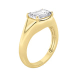2CTW Emerald Shaped Lab Grown Diamond (F/VS) East West Solitaire Ring in 14K Gold