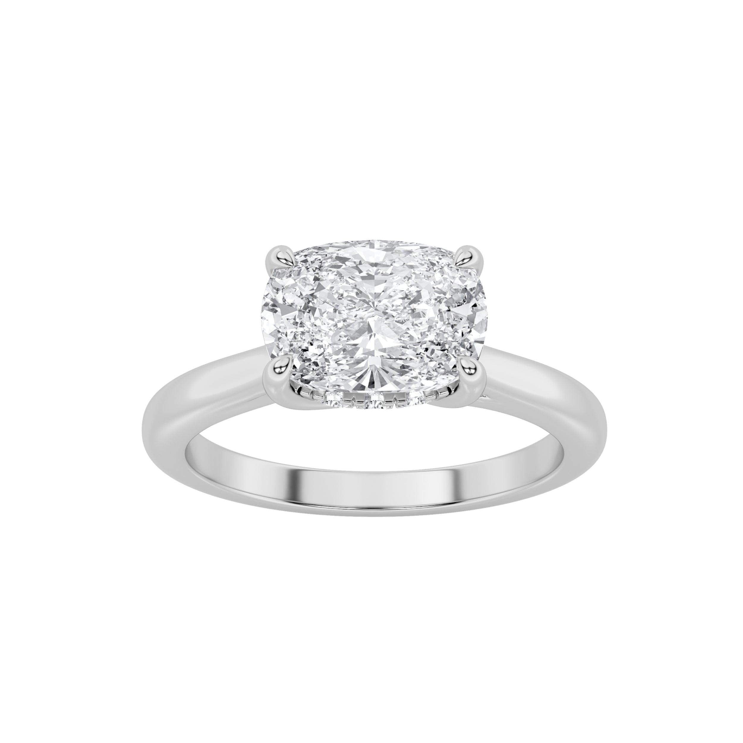 1.5CTW Elongated Cushion Shaped Lab Grown Diamond (F/VS) East West Solitaire Ring in 14K Gold