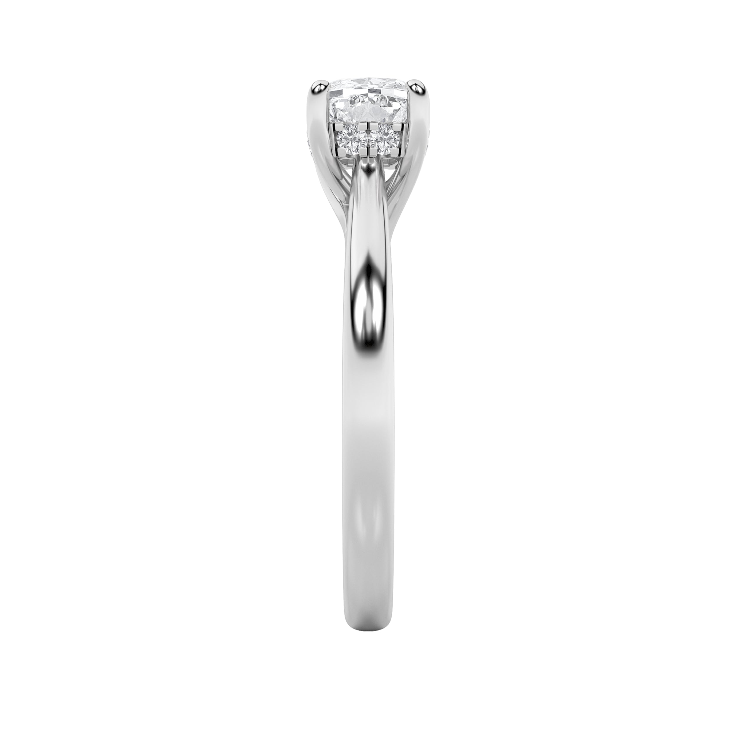 1.5CTW Elongated Cushion Shaped Lab Grown Diamond (F/VS) East West Solitaire Ring in 14K Gold