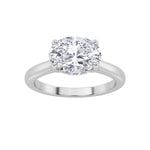 1.5CTW Oval Shaped Lab Grown Diamond (F/VS) East West Solitaire Ring in 14K Gold