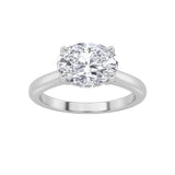1.5CTW Oval Shaped Lab Grown Diamond (F/VS) East West Solitaire Ring in 14K Gold