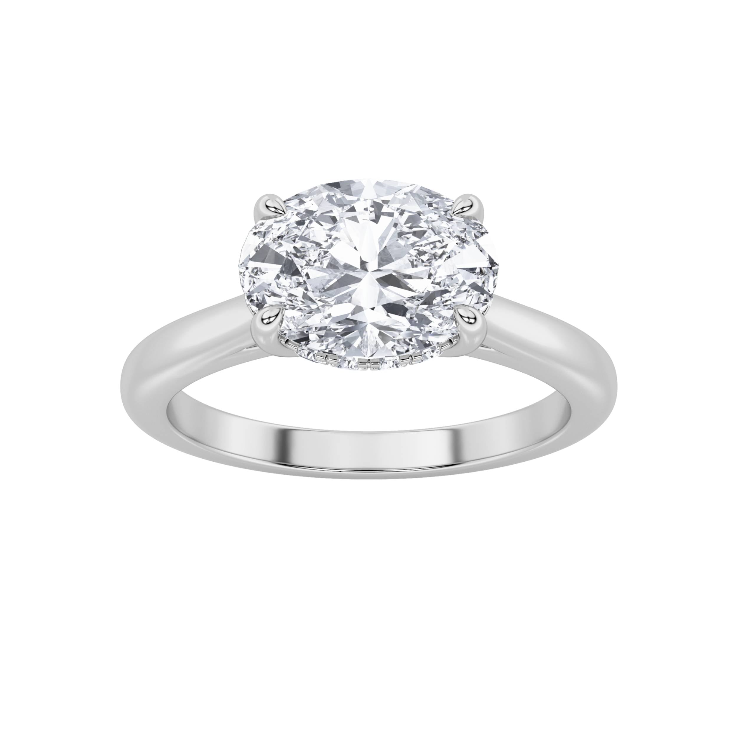 1.5CTW Oval Shaped Lab Grown Diamond (F/VS) East West Solitaire Ring in 14K Gold