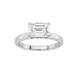 1.5CTW Emerald Shaped Lab Grown Diamond (F/VS) East West Solitaire Ring in 14K Gold