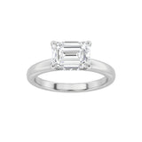 1.5CTW Emerald Shaped Lab Grown Diamond (F/VS) East West Solitaire Ring in 14K Gold