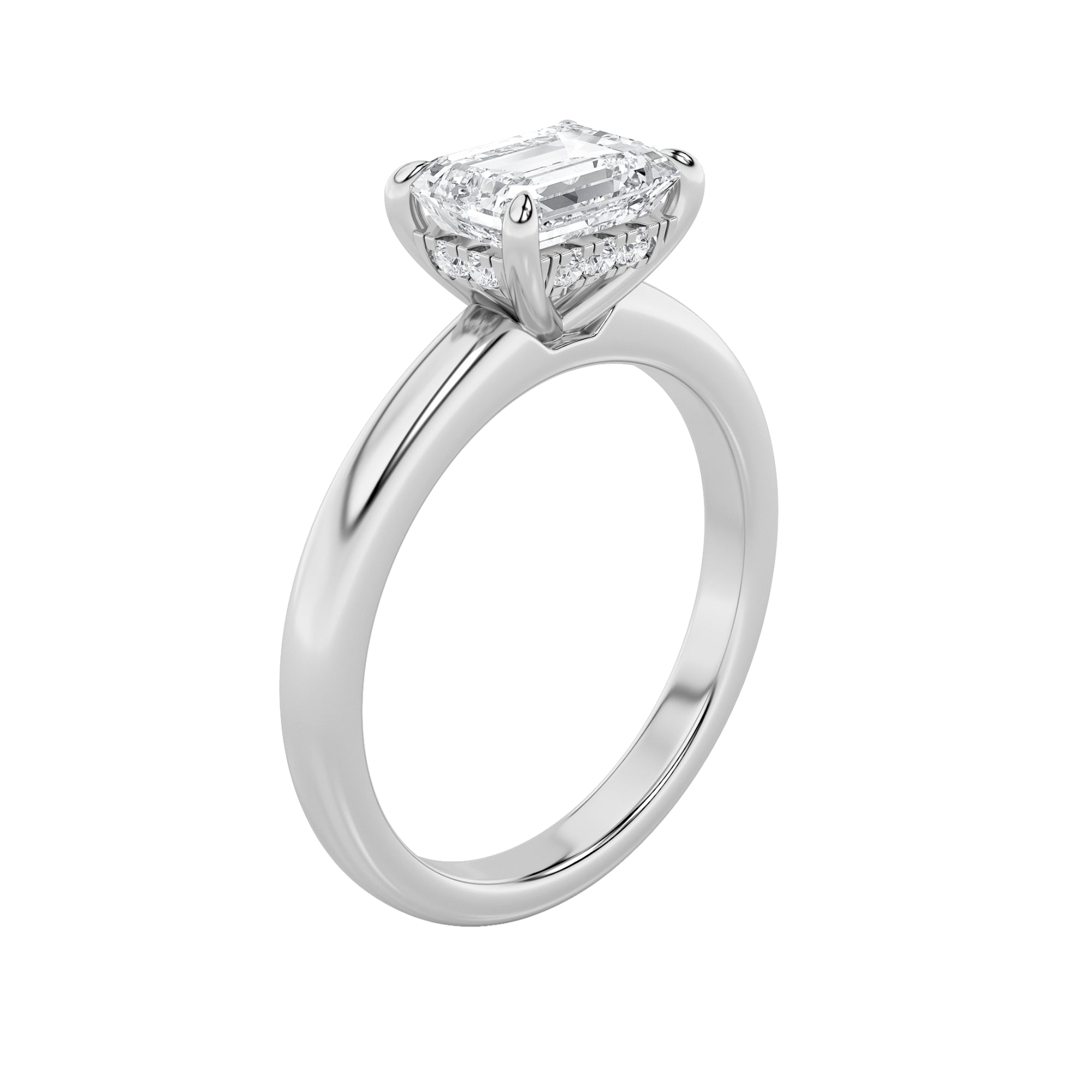 1.5CTW Emerald Shaped Lab Grown Diamond (F/VS) East West Solitaire Ring in 14K Gold