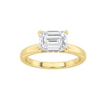 1.5CTW Emerald Shaped Lab Grown Diamond (F/VS) East West Solitaire Ring in 14K Gold
