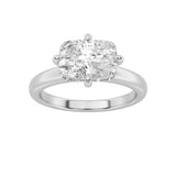 1.5CTW Elongated Cushion Shaped Lab Grown Diamond (F/VS) East West Solitaire Ring in 14K Gold