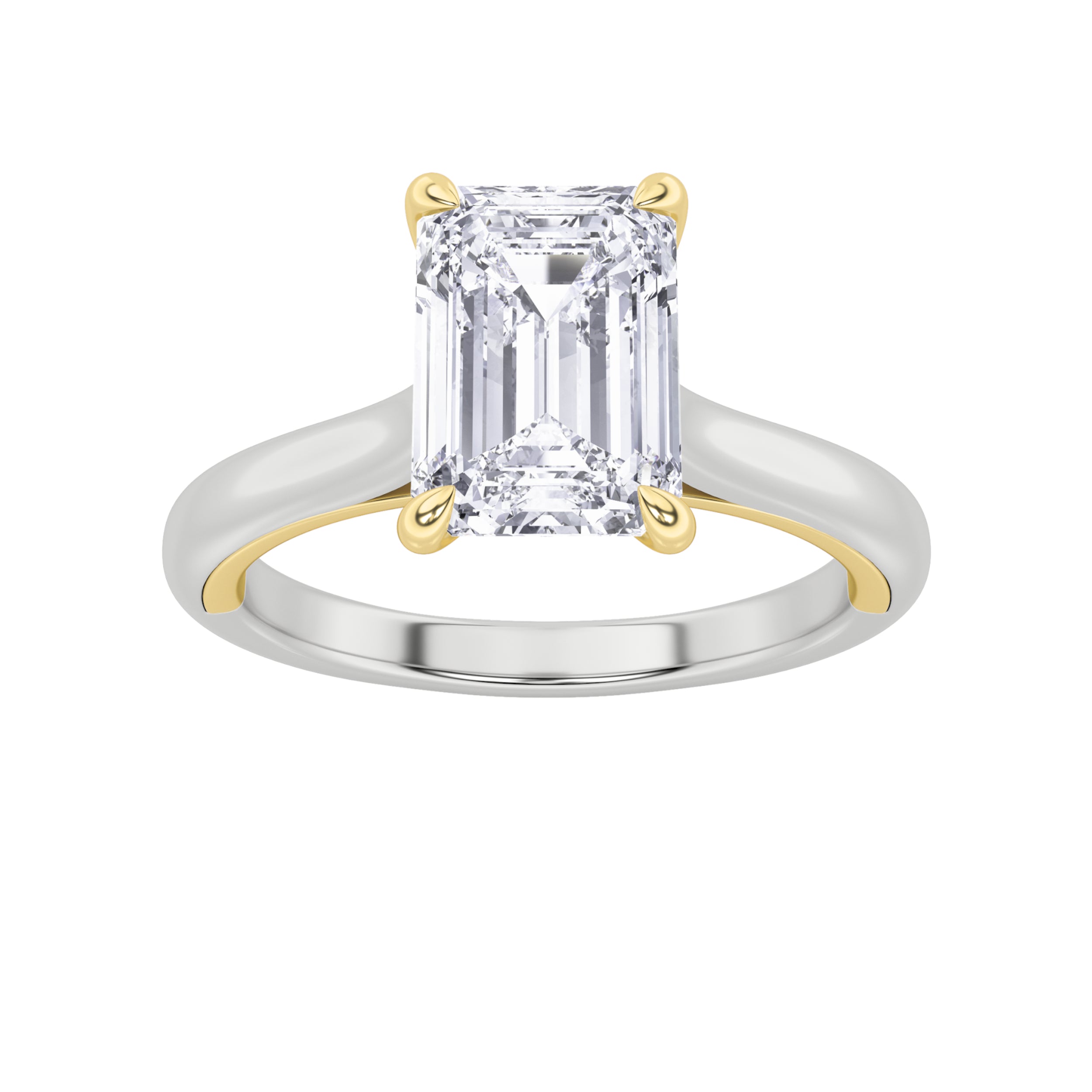 2CTW Emerald Shaped Lab Grown Diamond (F/VS) Solitaire Engagement Ring in 14K Gold