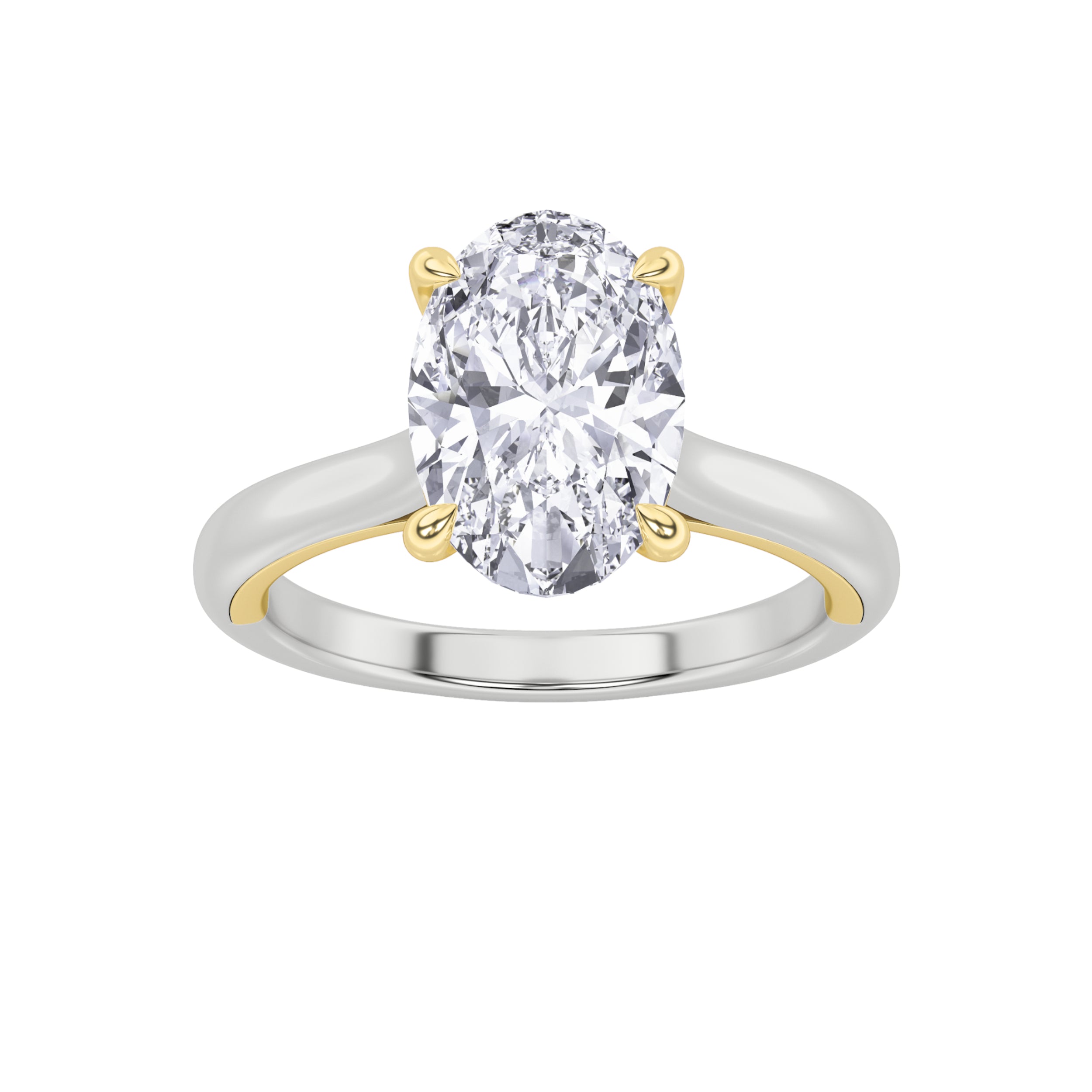 2CTW Oval Shaped Lab Grown Diamond (F/VS) Solitaire Engagement Ring in 14K Gold