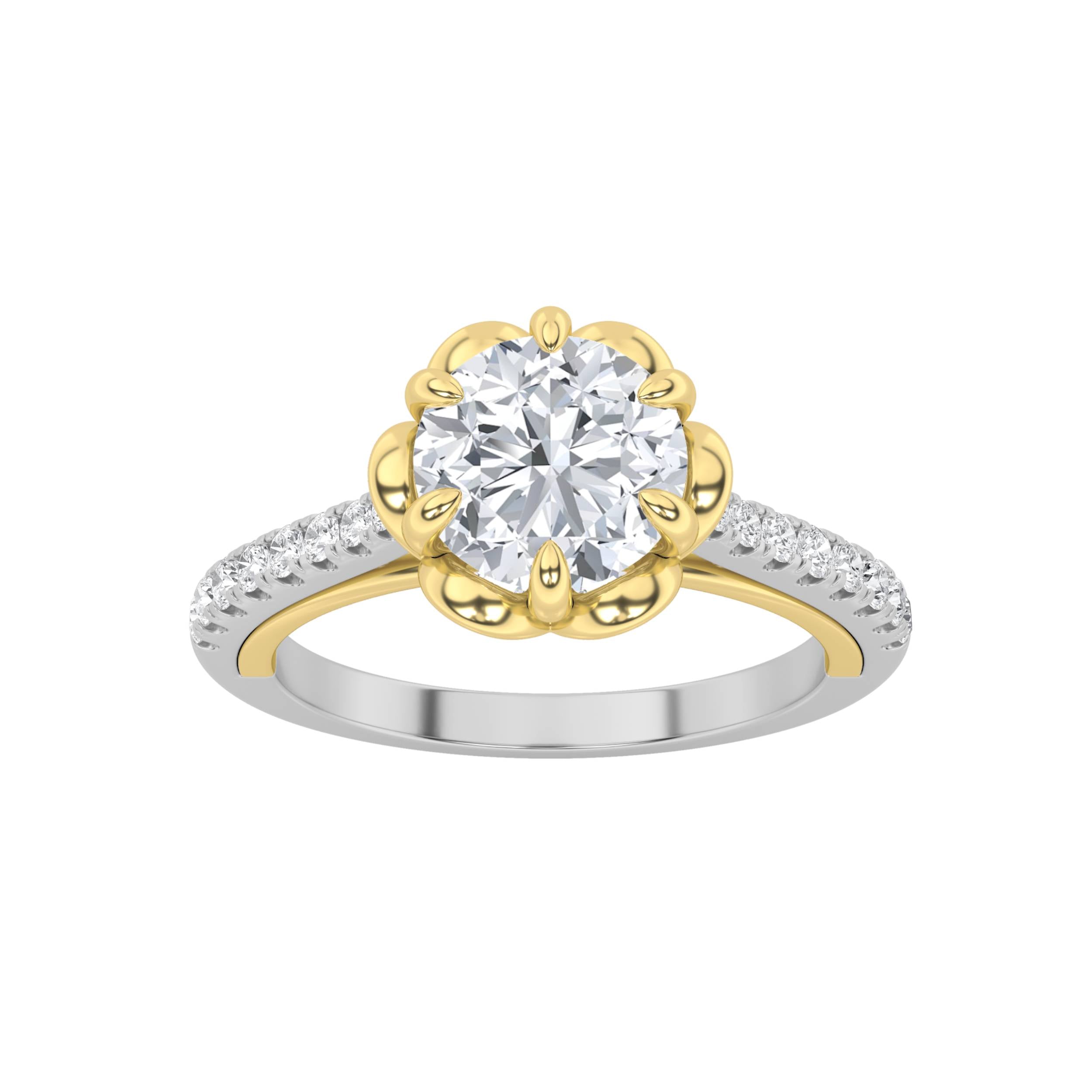 1.5CTW Round Shaped Lab Grown Diamond (F/VS) Solitaire Engagement Ring in 14K Gold