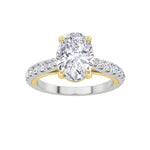2CTW Oval Shaped Lab Grown Diamond (F/VS) Solitaire Engagement Ring in 14K Gold