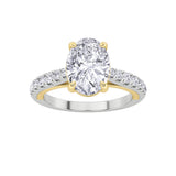 2CTW Oval Shaped Lab Grown Diamond (F/VS) Solitaire Engagement Ring in 14K Gold
