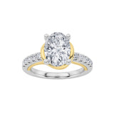 2CTW Oval Shaped Lab Grown Diamond (F/VS) Solitaire Engagement Ring in 14K Gold