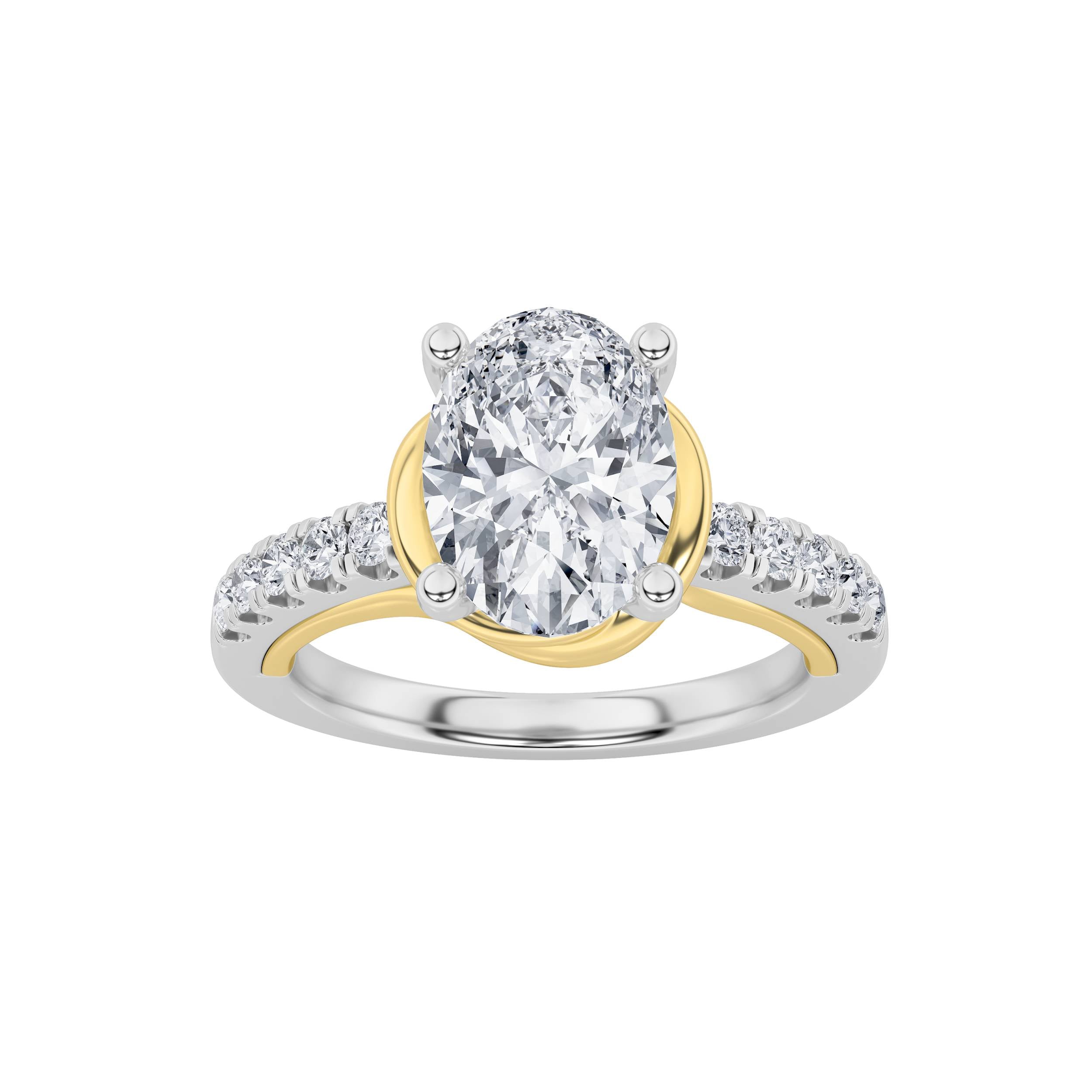 2CTW Oval Shaped Lab Grown Diamond (F/VS) Solitaire Engagement Ring in 14K Gold