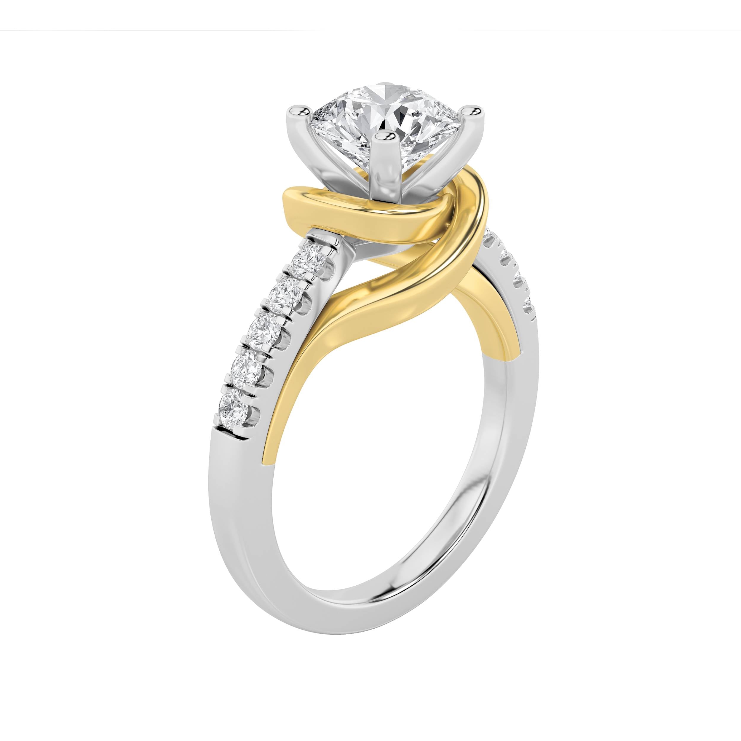 2CTW Round Shaped Lab Grown Diamond (F/VS)  Ring in 14K Gold