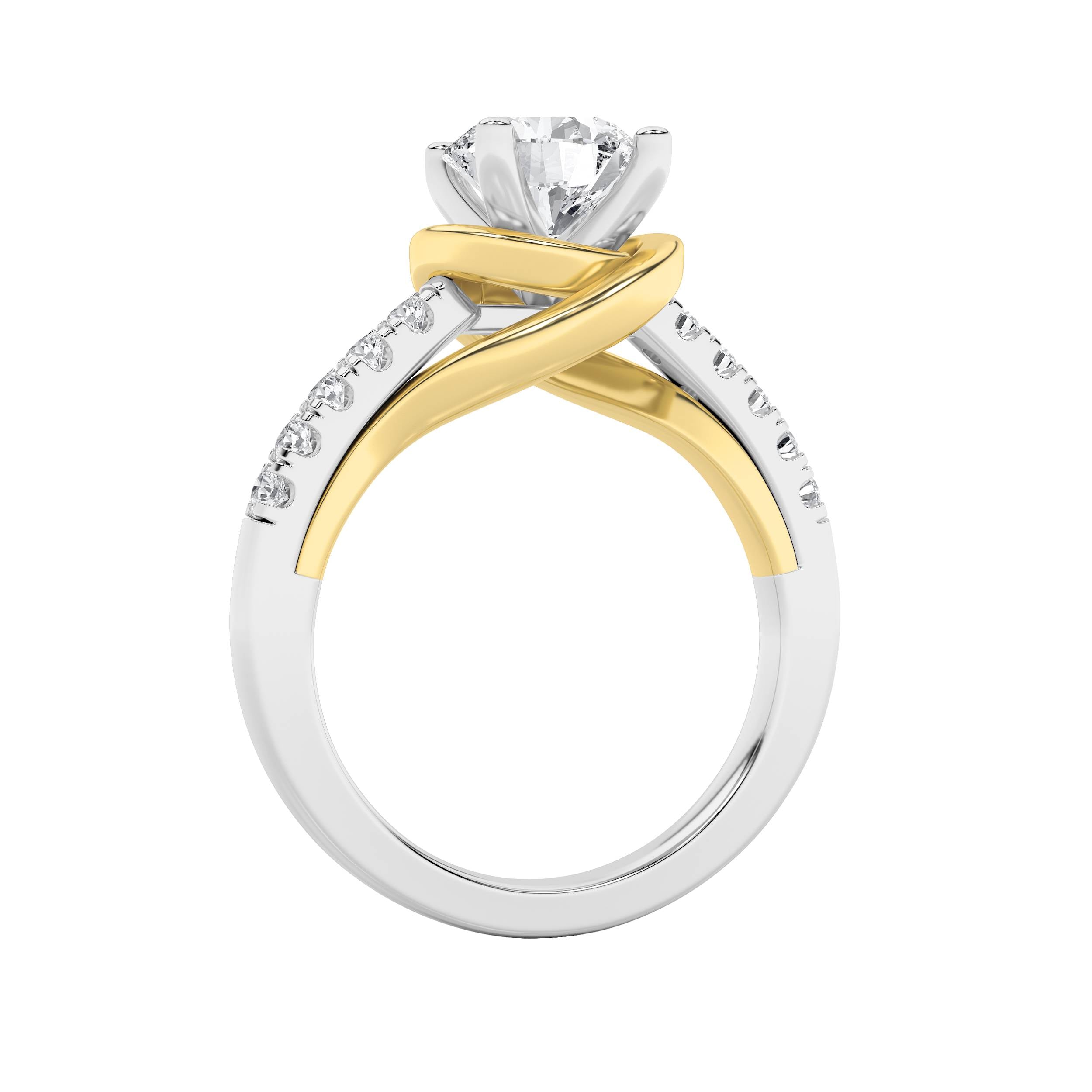2CTW Round Shaped Lab Grown Diamond (F/VS)  Ring in 14K Gold