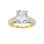 4CTW Elongated Cushion Shaped Lab Grown Diamond (F/VS)  Ring in 14K Gold