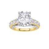 4CTW Elongated Cushion Shaped Lab Grown Diamond (F/VS)  Ring in 14K Gold