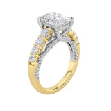 4CTW Elongated Cushion Shaped Lab Grown Diamond (F/VS)  Ring in 14K Gold