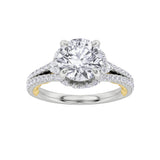 2CTW Round Shaped Lab Grown Diamond (F/VS) Solitaire Engagement Ring in 14K Gold