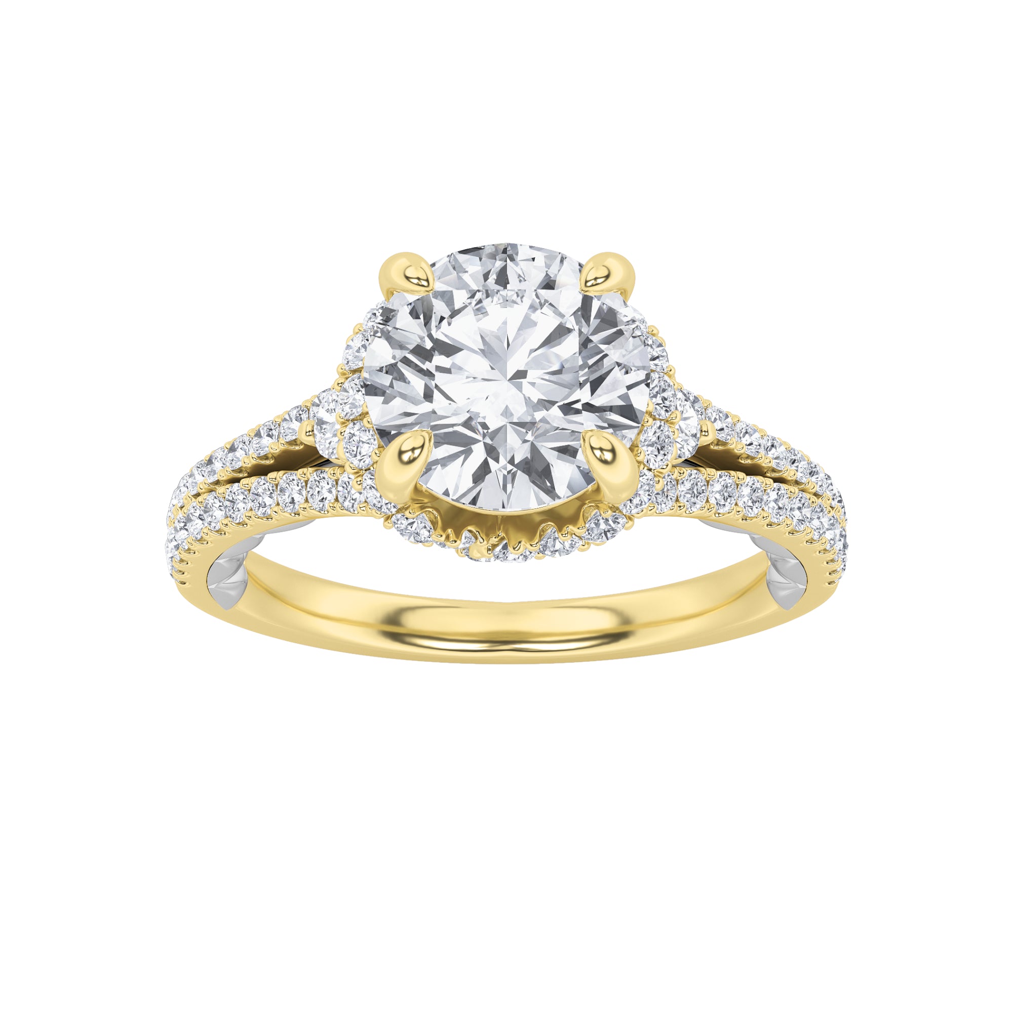 2CTW Round Shaped Lab Grown Diamond (F/VS) Solitaire Engagement Ring in 14K Gold