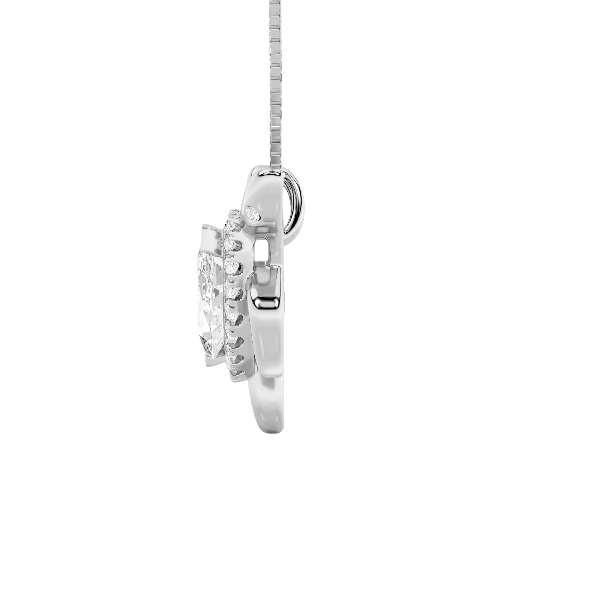 2CTW Marquise Shaped Lab Grown Diamond (F/VS) Accented Turtle Pendant in 14K Gold