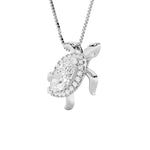 2CTW Marquise Shaped Lab Grown Diamond (F/VS) Accented Turtle Pendant in 14K Gold