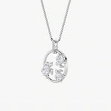 2CTW Oval Shaped Lab Grown Diamond (F/VS) Baby Turtle Pendant in 14K Gold
