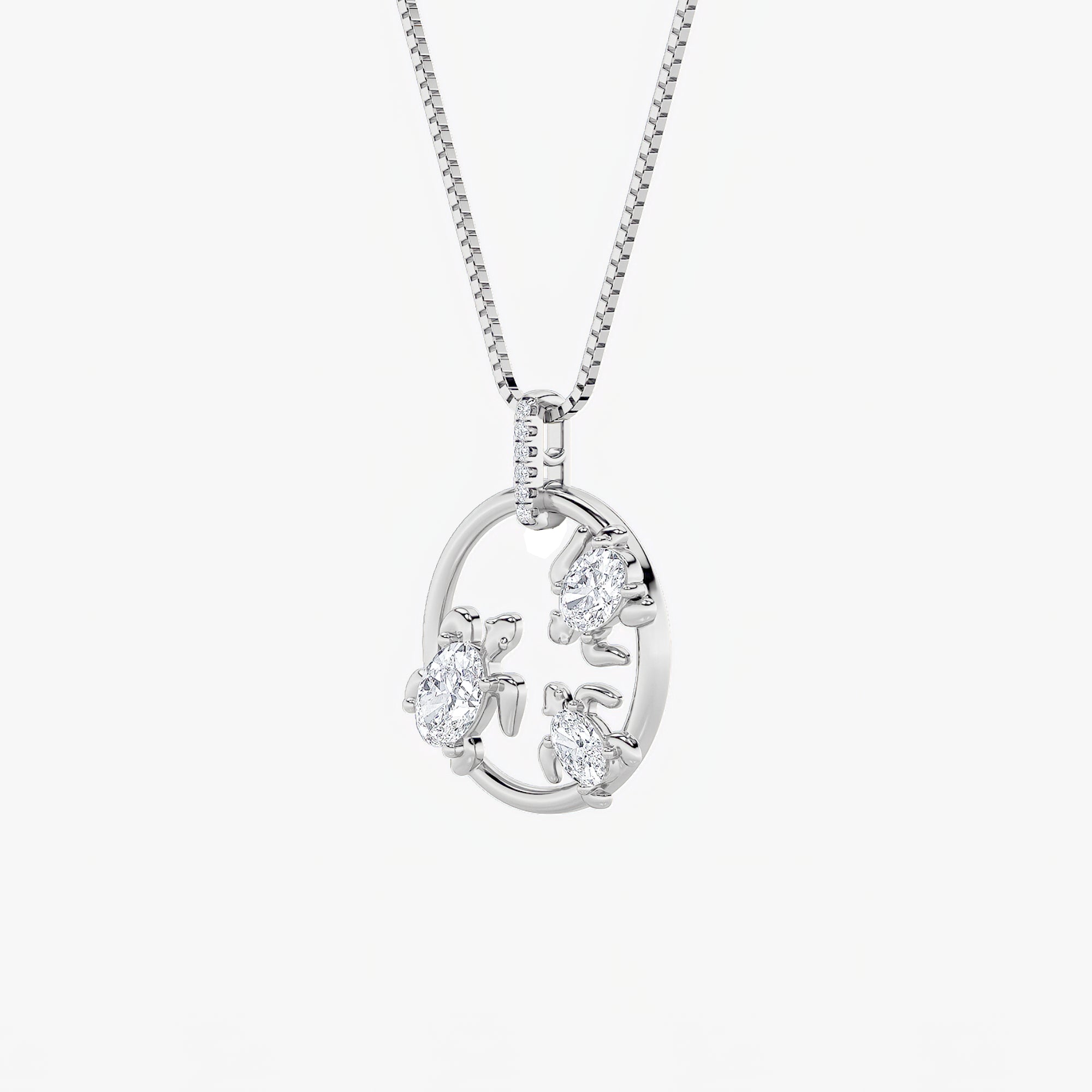 2CTW Oval Shaped Lab Grown Diamond (F/VS) Baby Turtle Pendant in 14K Gold