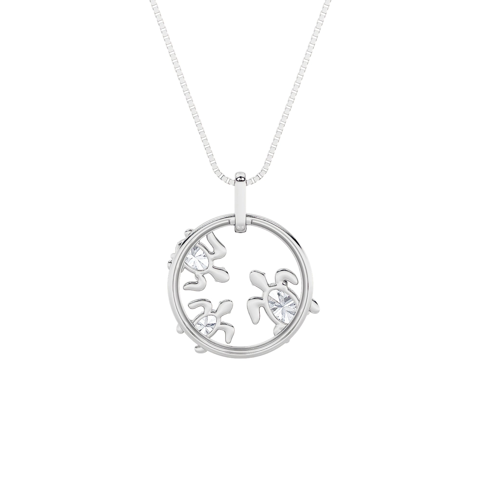 2CTW Oval Shaped Lab Grown Diamond (F/VS) Baby Turtle Pendant in 14K Gold