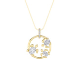 2CTW Oval Shaped Lab Grown Diamond (F/VS) Baby Turtle Pendant in 14K Gold