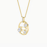 2CTW Oval Shaped Lab Grown Diamond (F/VS) Baby Turtle Pendant in 14K Gold