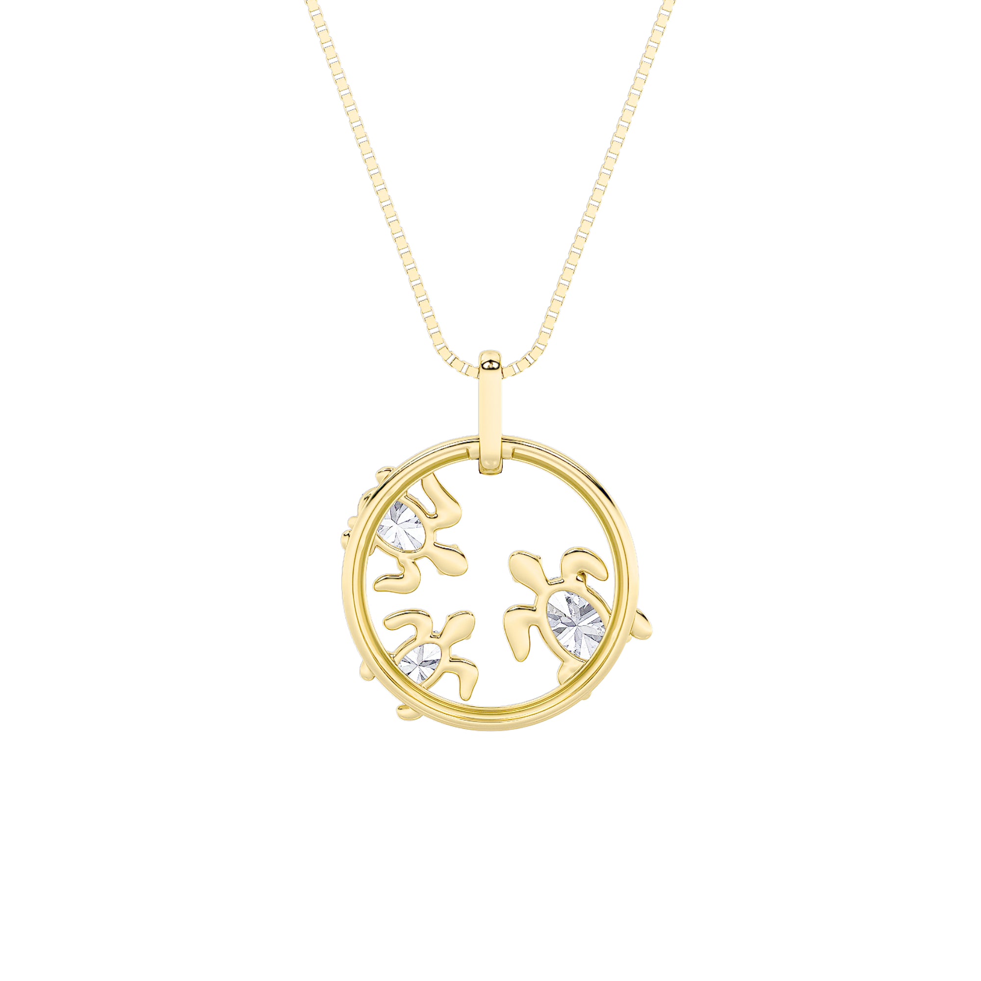 2CTW Oval Shaped Lab Grown Diamond (F/VS) Baby Turtle Pendant in 14K Gold