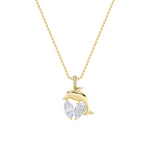 2CTW Marquise Shaped Lab Grown Diamond (F/VS) Dolphin Pendant in 14K Gold