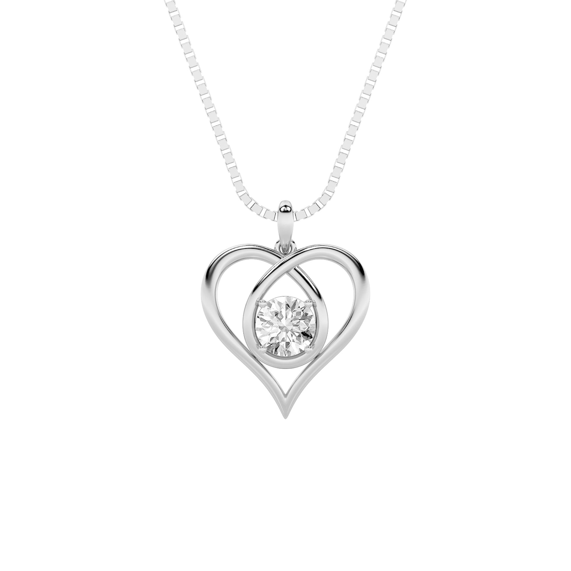 1.5CTW Round Shaped Lab Grown Diamond (F/VS) Heart Shaped Pendant in 14K Gold