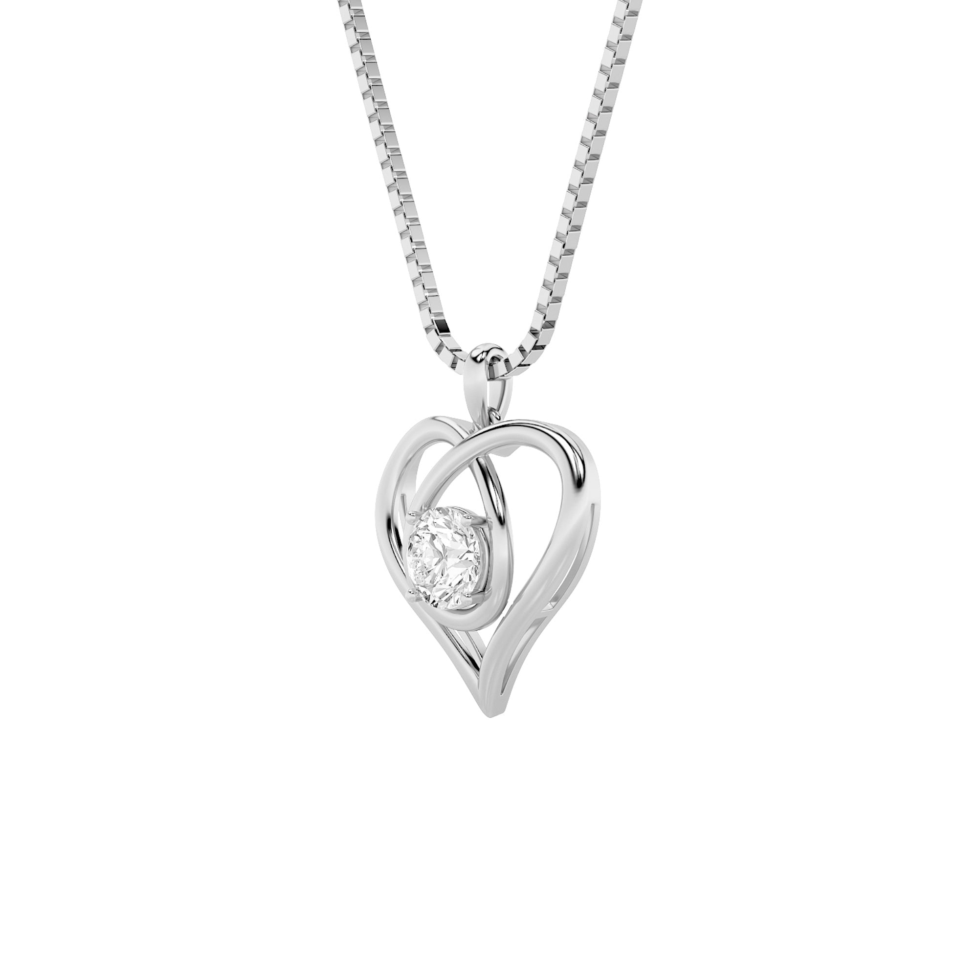 1.5CTW Round Shaped Lab Grown Diamond (F/VS) Heart Shaped Pendant in 14K Gold