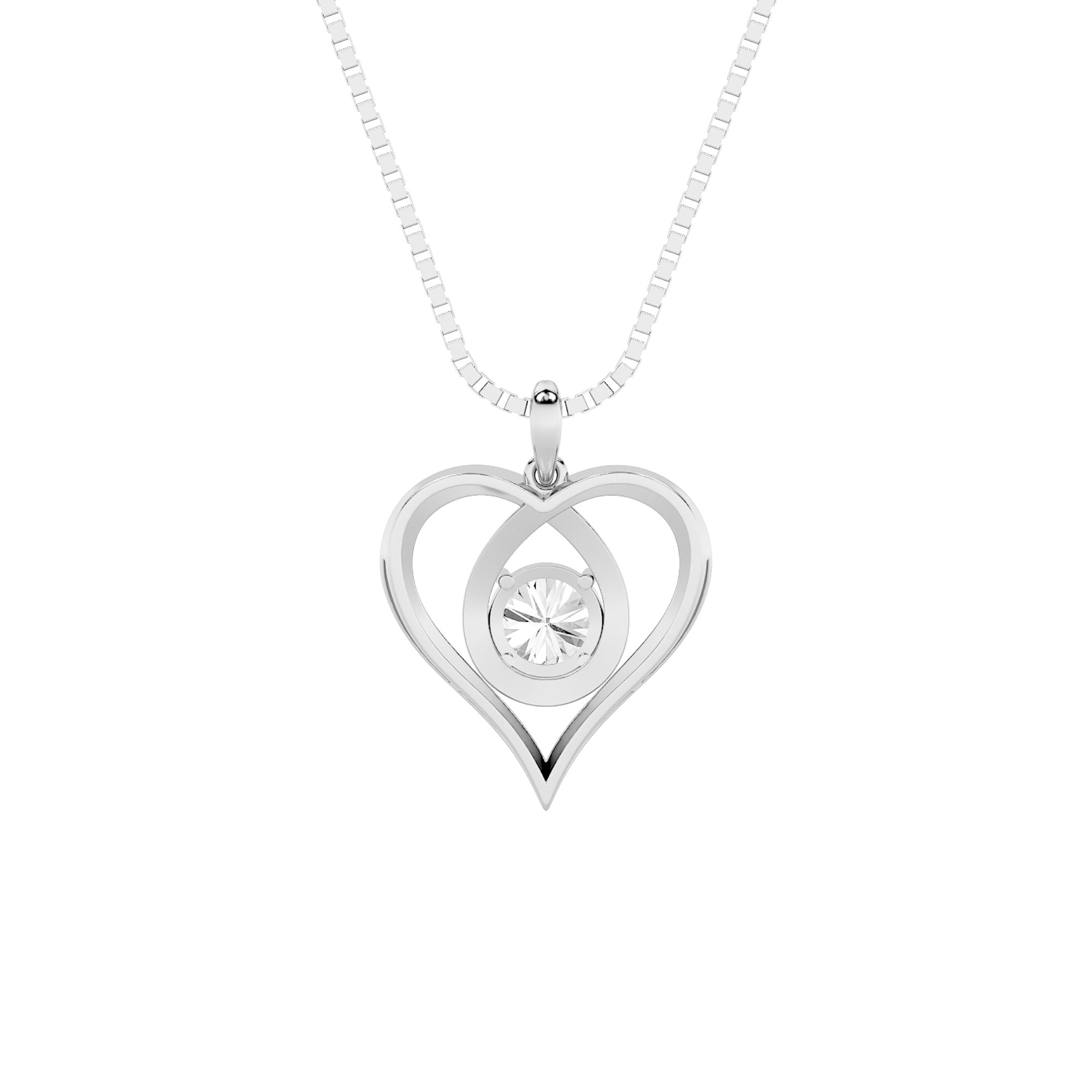 1.5CTW Round Shaped Lab Grown Diamond (F/VS) Heart Shaped Pendant in 14K Gold