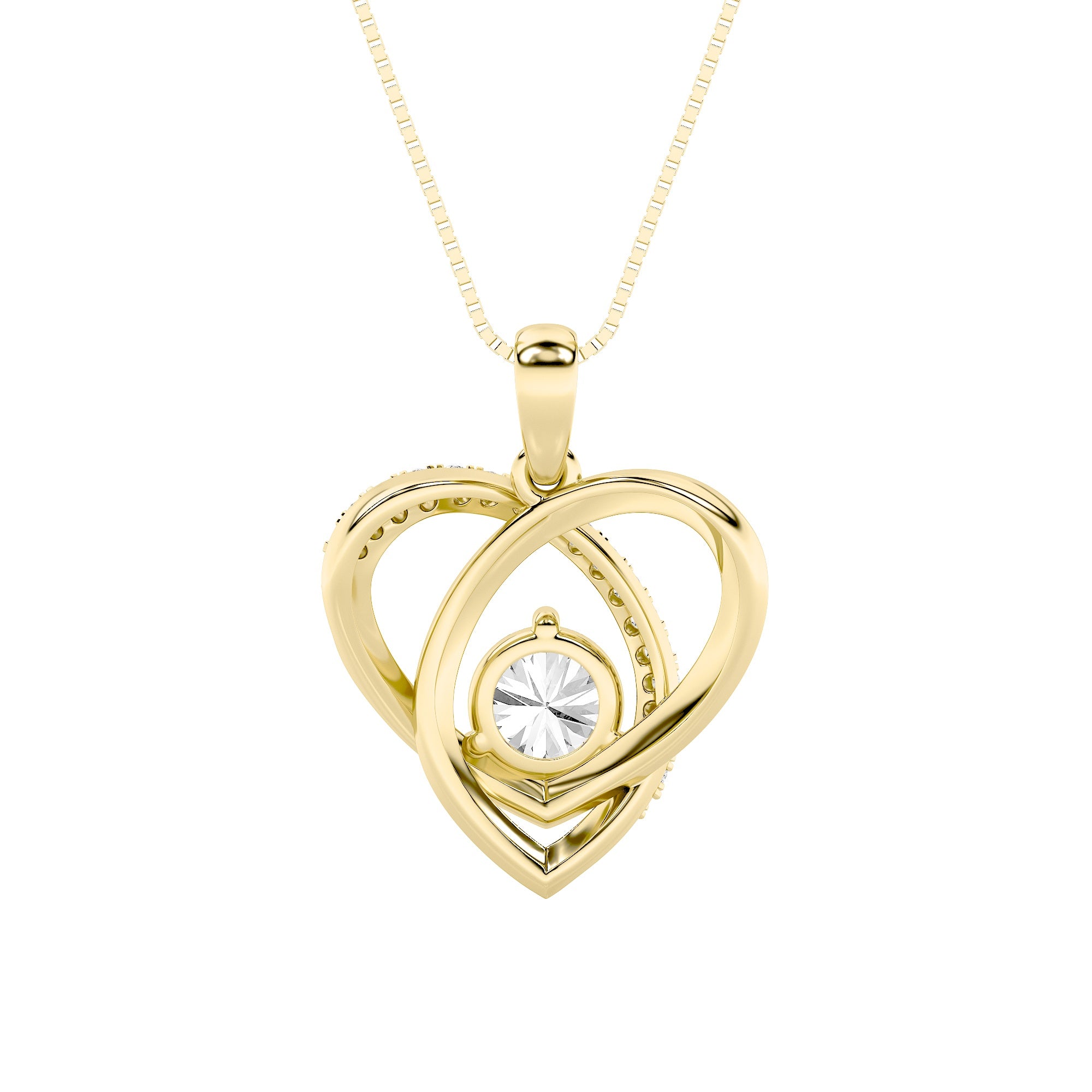 1.5CTW Round Shaped Lab Grown Diamond (F/VS) Heart Shaped Pendant in 14K Gold