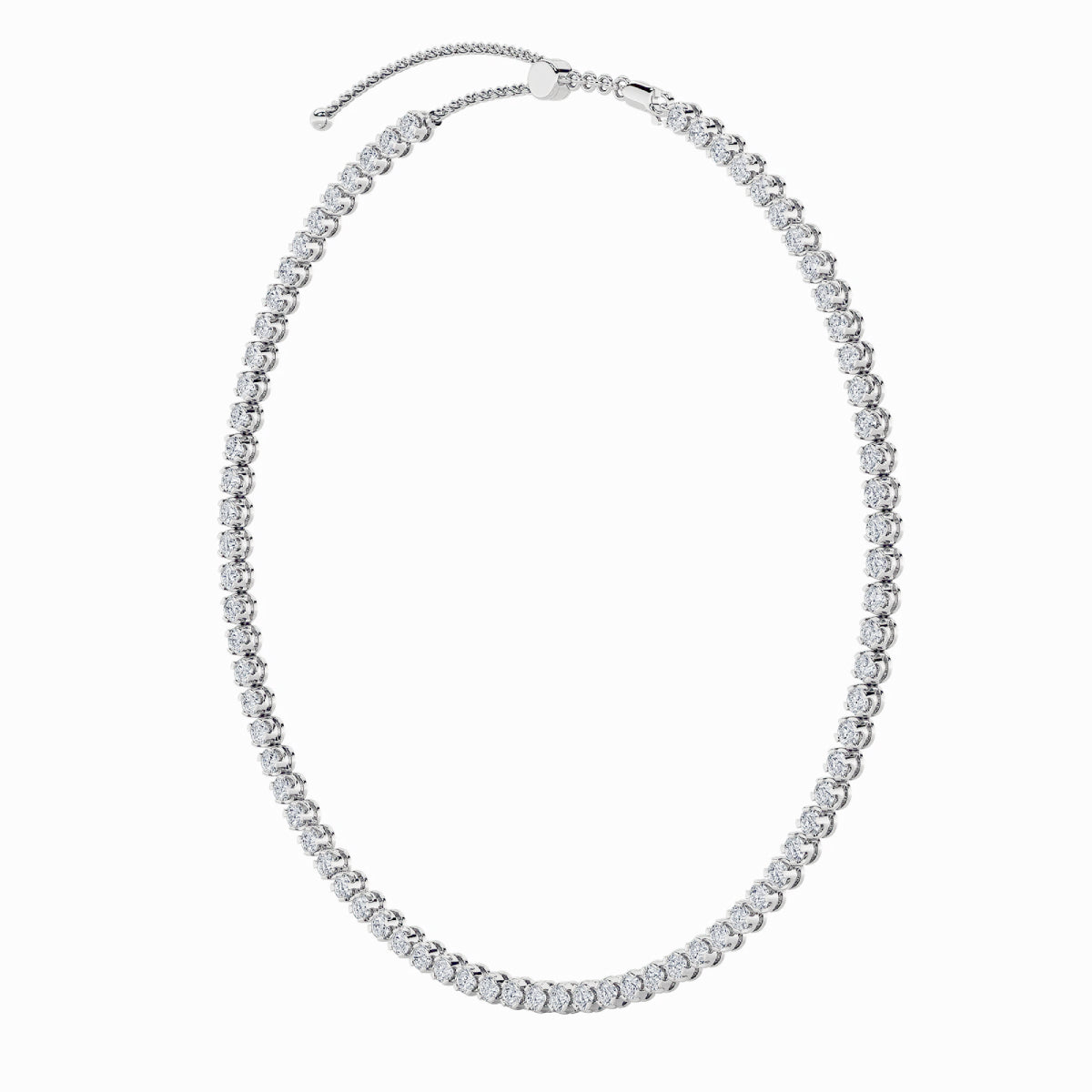 15CTW Round Shaped Lab Grown Diamond (F/VS) Bezel Set Tennis Necklace in 14K White Gold