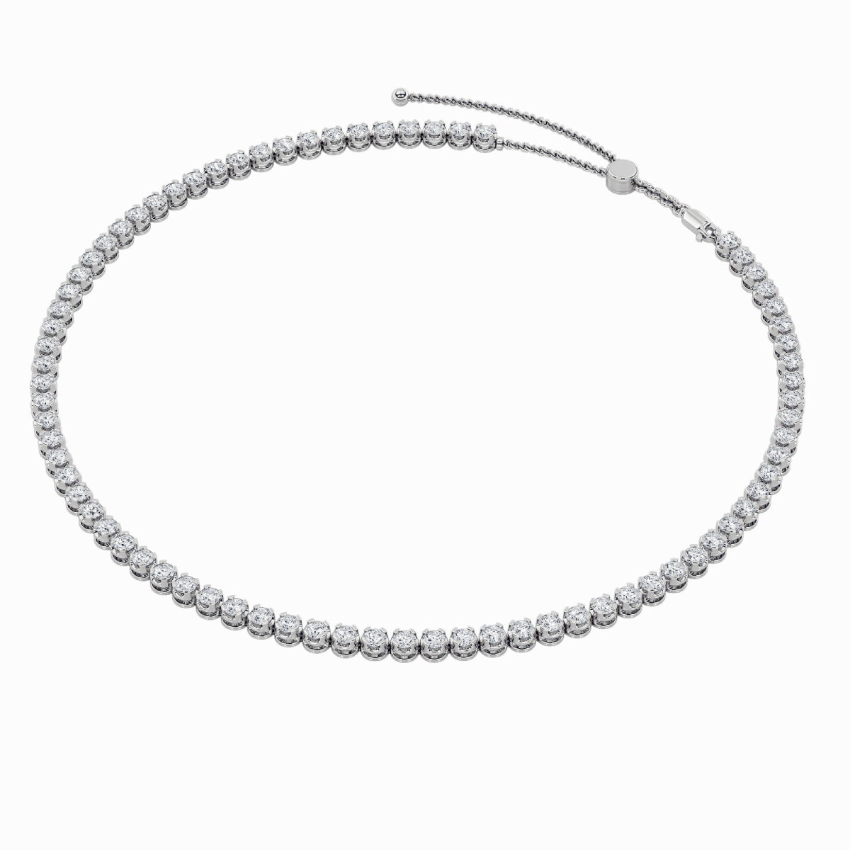 15CTW Round Shaped Lab Grown Diamond (F/VS) Bezel Set Tennis Necklace in 14K White Gold
