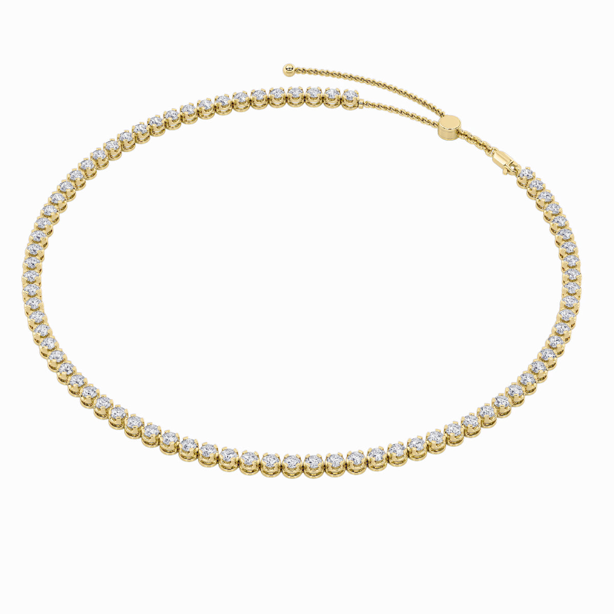 15Cttw Round Shaped Lab Grown Diamond (F/VS) Bezel Set Tennis Necklace in 14K Yellow Gold