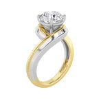 2CTW Round Shaped Lab Grown Diamond (F/VS) Ring in 14K Yellow Gold|14K White Gold