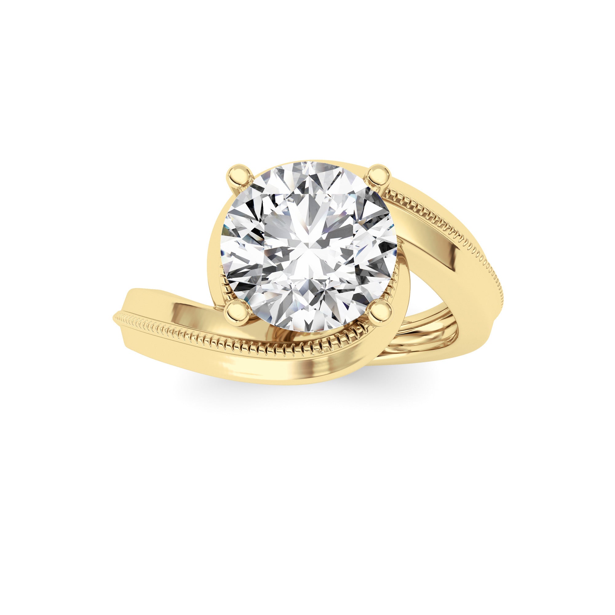 2.5CTW Round Shaped Lab Grown Diamond (F/VS)  Ring in 14K Gold