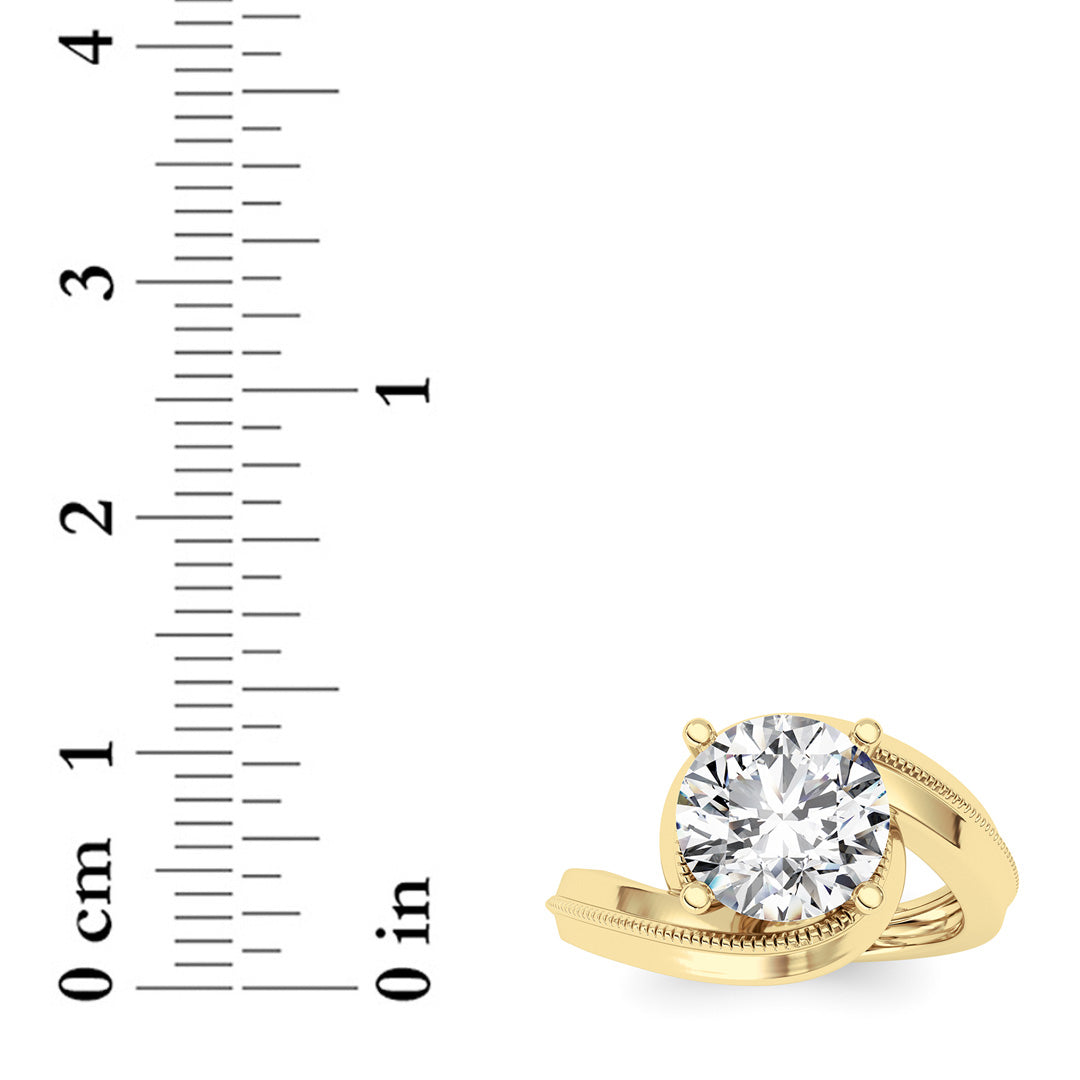 2.5CTW Round Shaped Lab Grown Diamond (F/VS)  Ring in 14K Gold