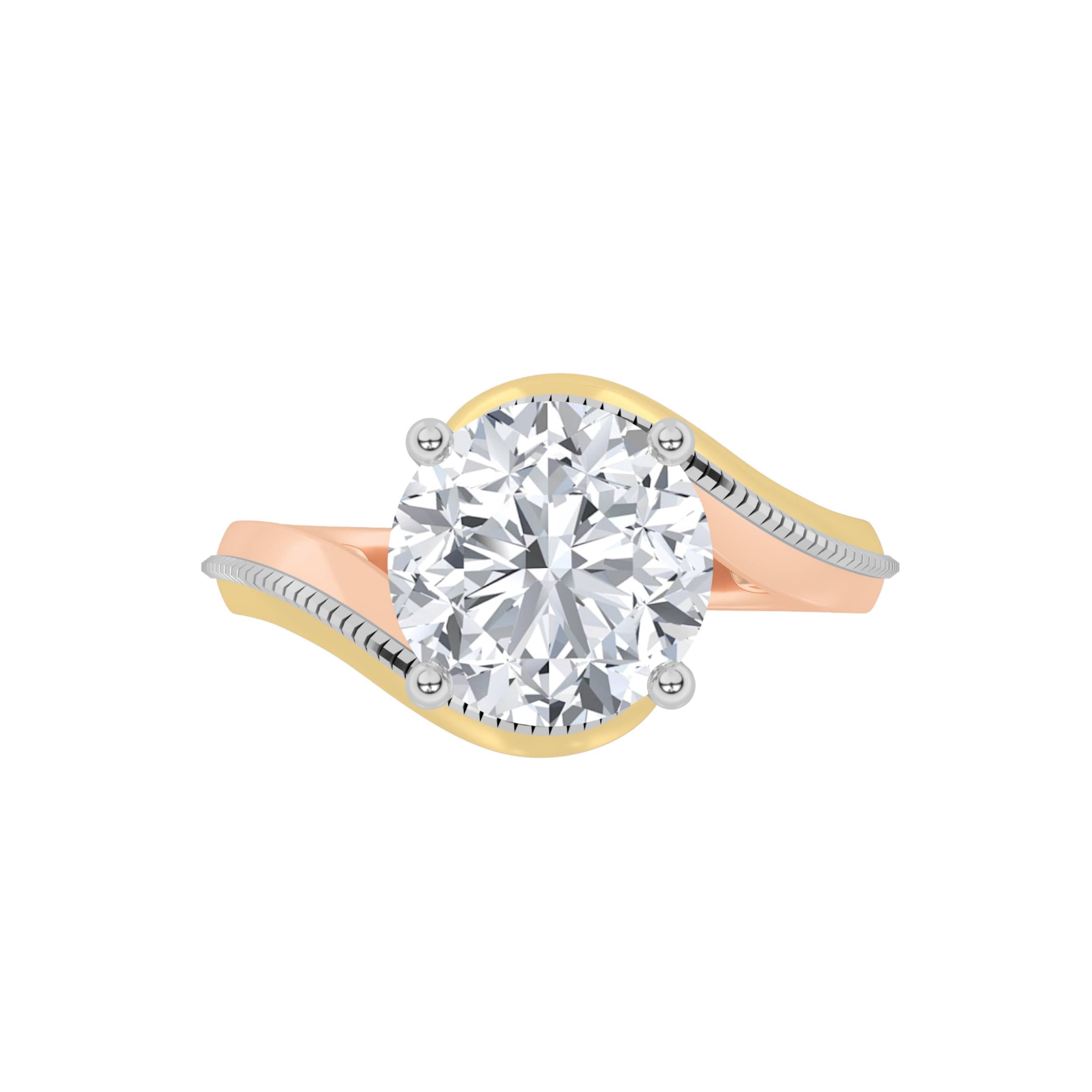 2CTW Round Shaped Lab Grown Diamond (F/VS) Solitaire Engagement Ring in 14K Gold