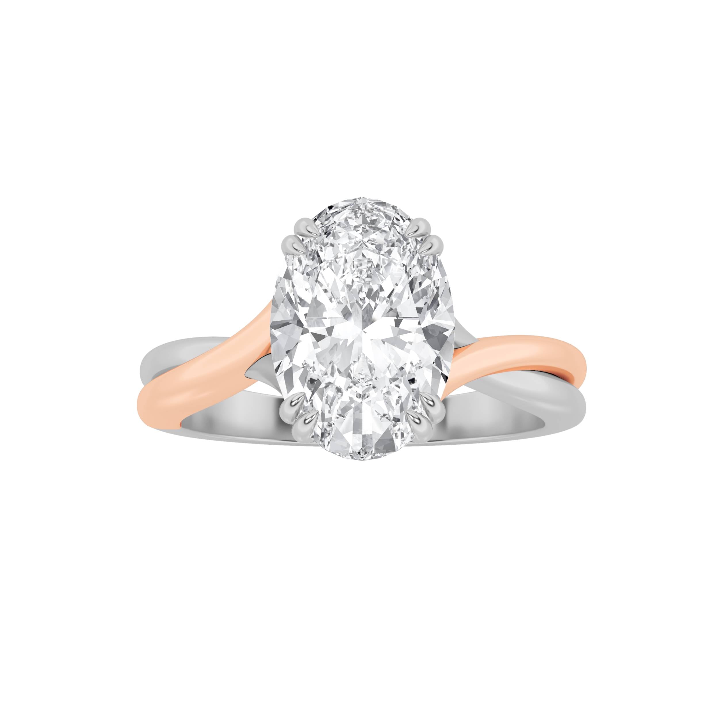 2CTW Oval Shaped Lab Grown Diamond (F/VS) Solitaire Engagement Ring in 14K Gold