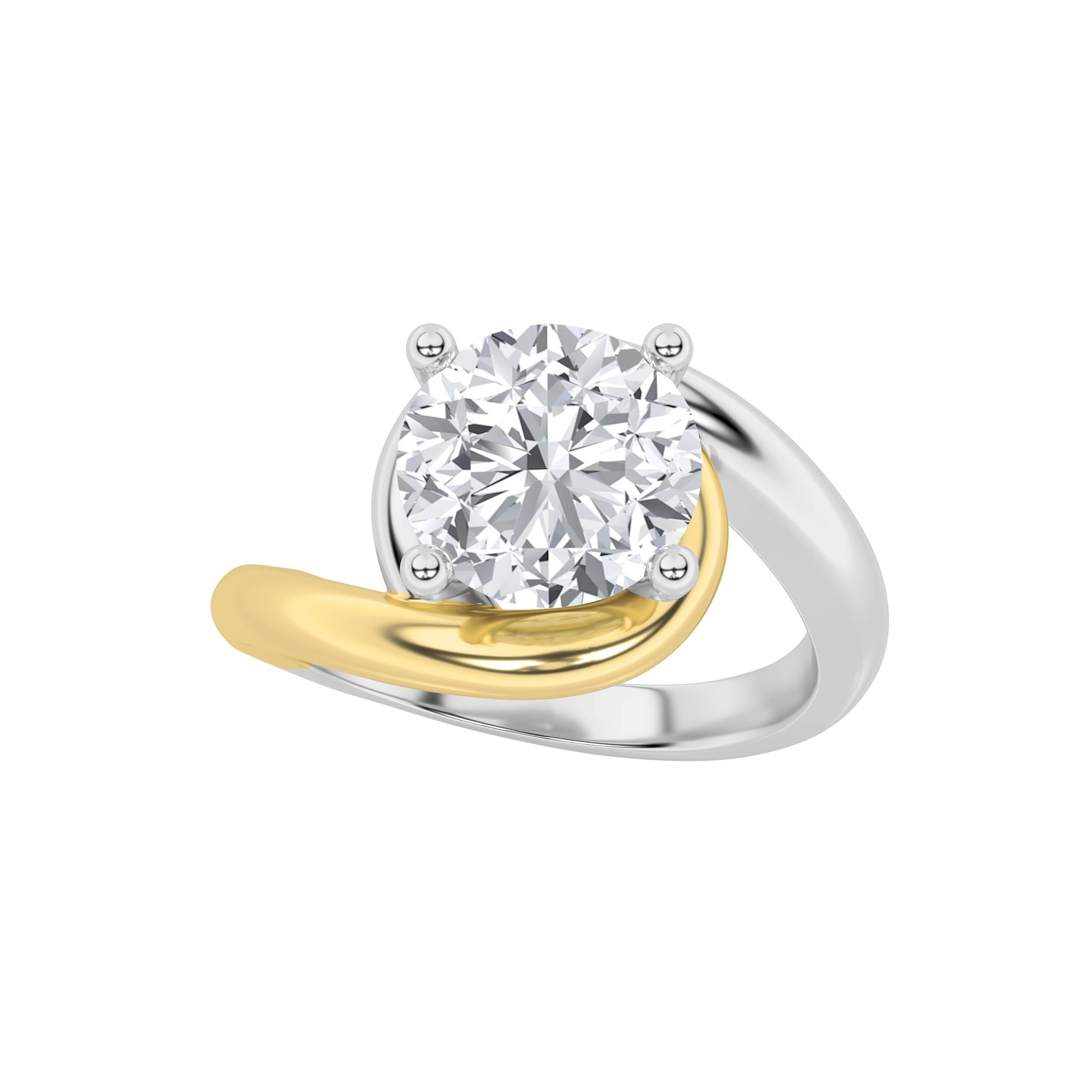 2CTW Round Shaped Lab Grown Diamond (F/VS) Solitaire Engagement Ring in 14K Gold